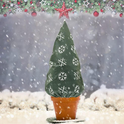 Plant Covers Freeze Protection for New Year Décor Winter Cute Potted Anti Frost Blanket Jacket with Drawstring, 43" L x 35" W (A, 2 PCS)