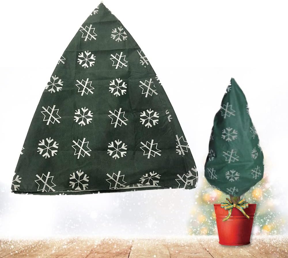 Plant Covers Freeze Protection for New Year Décor Winter Cute Potted Anti Frost Blanket Jacket with Drawstring, 43" L x 35" W (A, 2 PCS)
