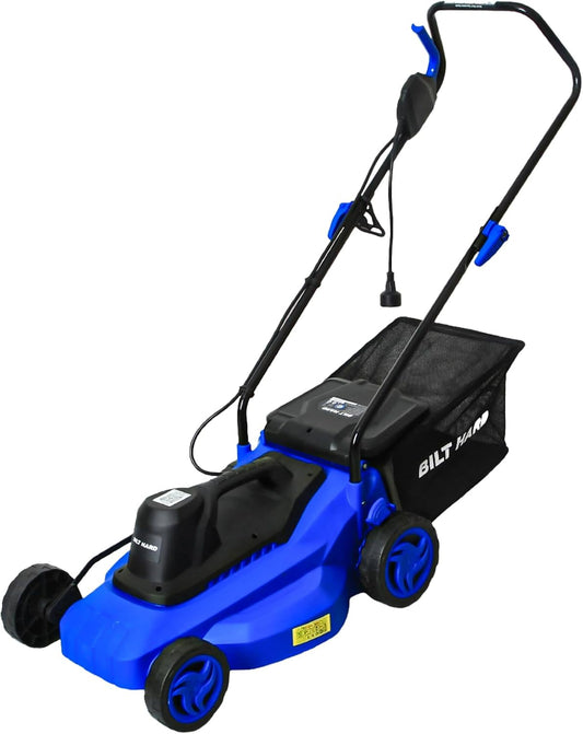 15" Corded Electric Lawn Mower, 11A Motor 3300RPM Push Mower with 35L Grass Bag, 5 Height Adjustments (1"-3"), Lightweight & Foldable Handle for Small Yards