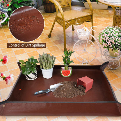 Repotting Mat for Indoor Plant Transplanting and Mess Control 27"x 27" Thickened Waterproof Potting Tray Foldable Succulent Potting Mat Portable Gardening Mat Garden Gifts for Women & Men