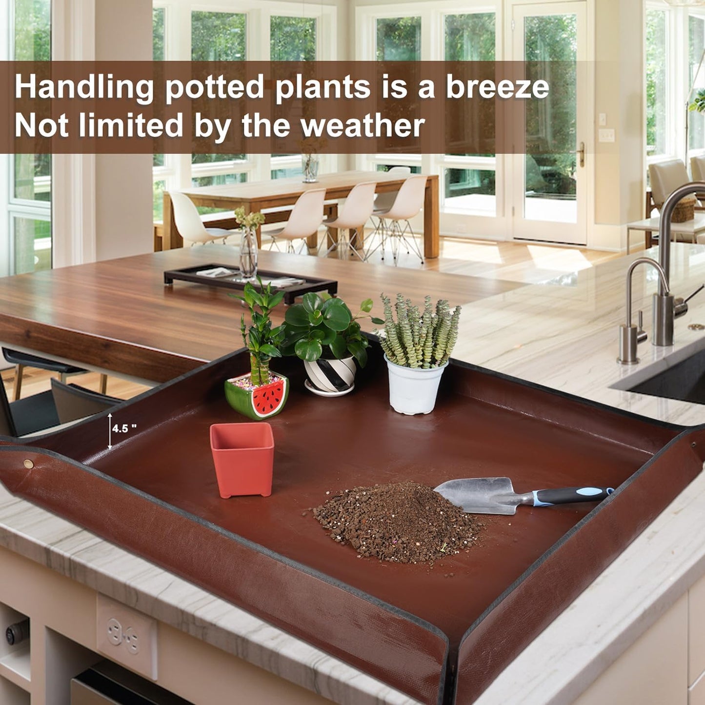 Repotting Mat for Indoor Plant Transplanting and Mess Control 27"x 27" Thickened Waterproof Potting Tray Foldable Succulent Potting Mat Portable Gardening Mat Garden Gifts for Women & Men