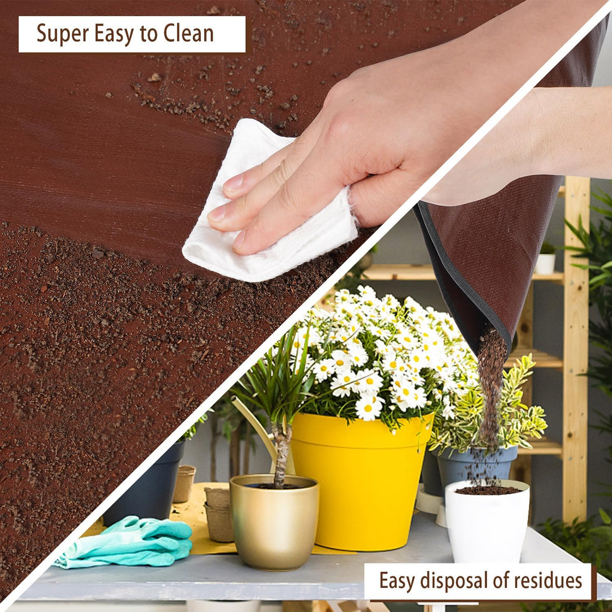 Repotting Mat for Indoor Plant Transplanting and Mess Control 27"x 27" Thickened Waterproof Potting Tray Foldable Succulent Potting Mat Portable Gardening Mat Garden Gifts for Women & Men
