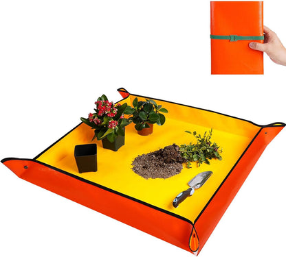 Repotting Mat for Indoor Plant Transplanting and Mess Control 27"x 27" Thickened Waterproof Potting Tray Foldable Succulent Potting Mat Portable Gardening Mat Garden Gifts for Women & Men