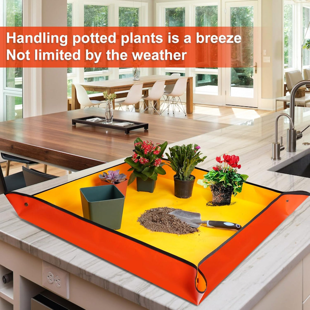 Repotting Mat for Indoor Plant Transplanting and Mess Control 27"x 27" Thickened Waterproof Potting Tray Foldable Succulent Potting Mat Portable Gardening Mat Garden Gifts for Women & Men