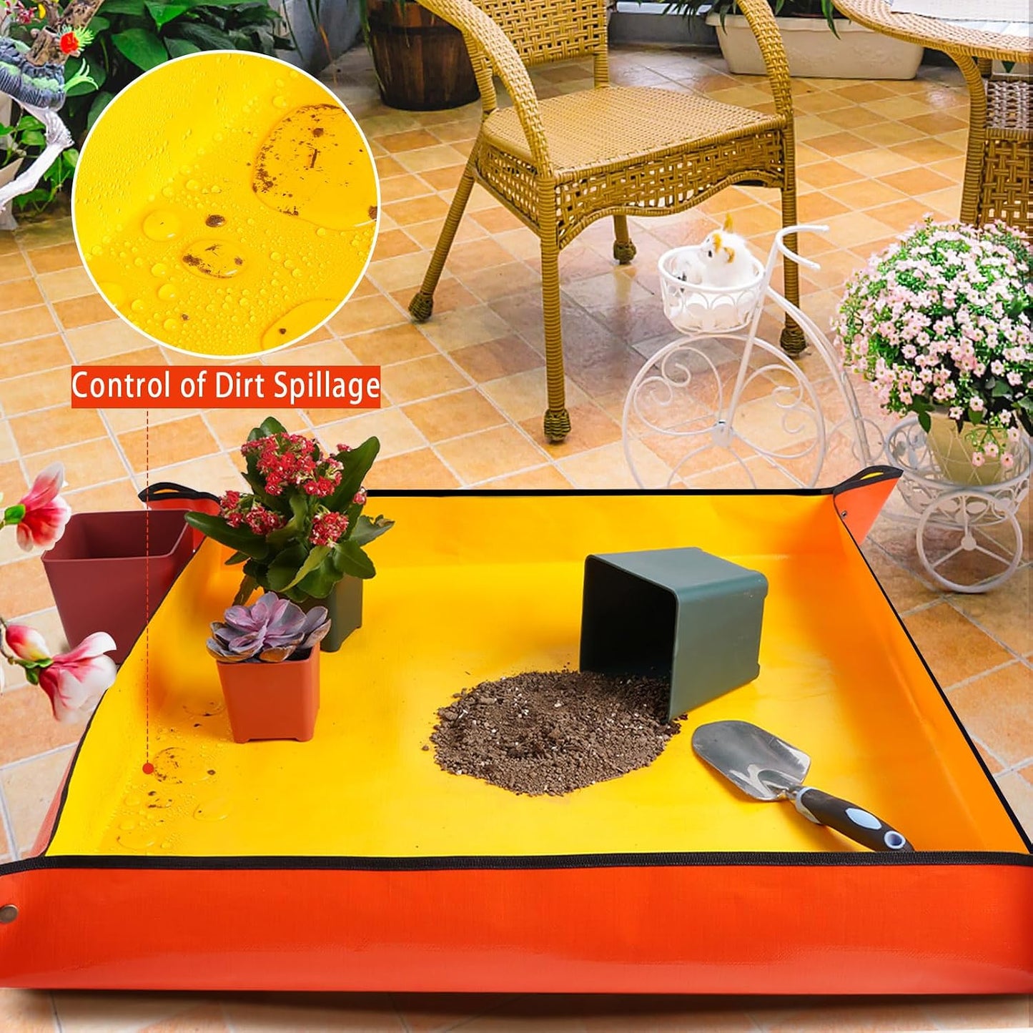 Repotting Mat for Indoor Plant Transplanting and Mess Control 27"x 27" Thickened Waterproof Potting Tray Foldable Succulent Potting Mat Portable Gardening Mat Garden Gifts for Women & Men