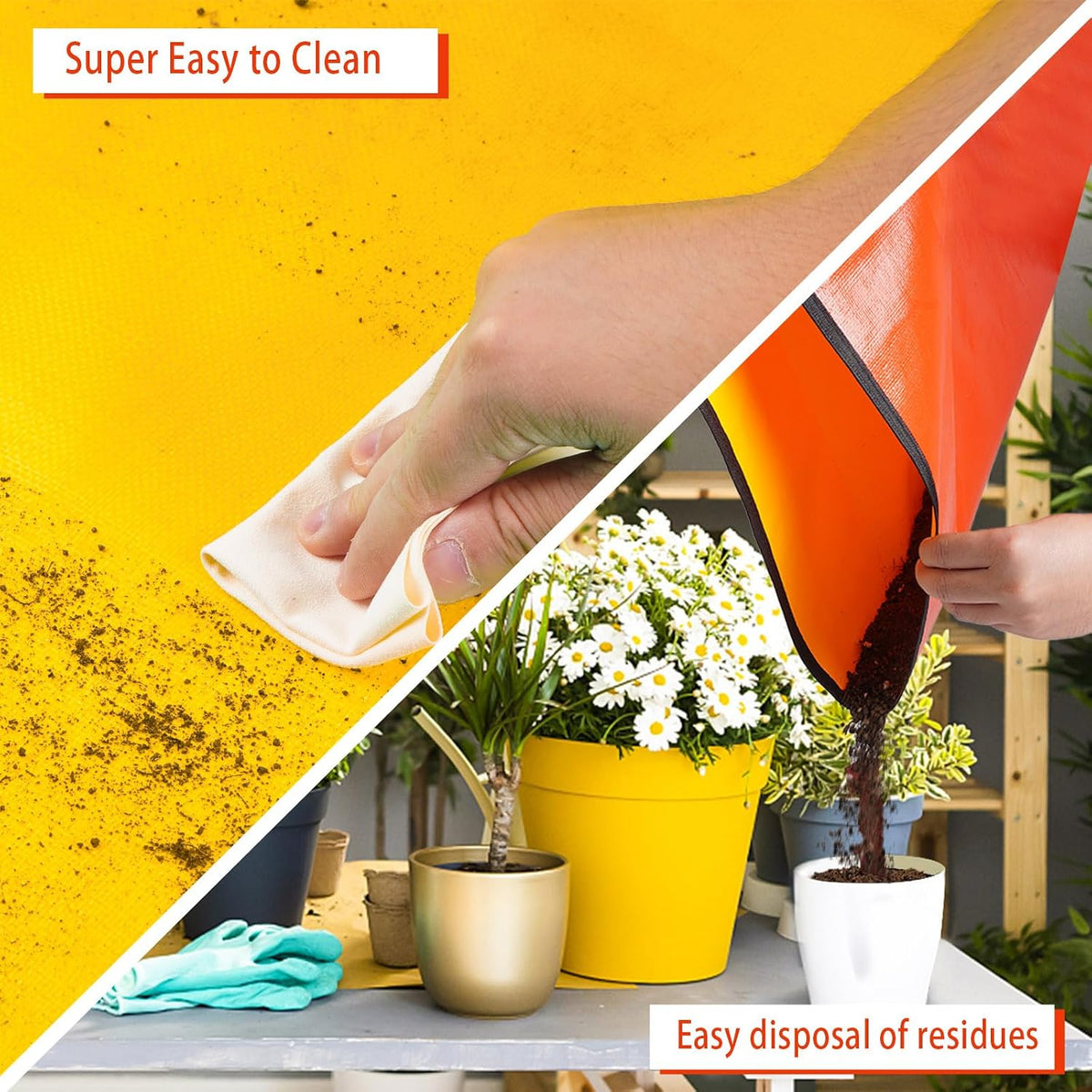 Repotting Mat for Indoor Plant Transplanting and Mess Control 27"x 27" Thickened Waterproof Potting Tray Foldable Succulent Potting Mat Portable Gardening Mat Garden Gifts for Women & Men