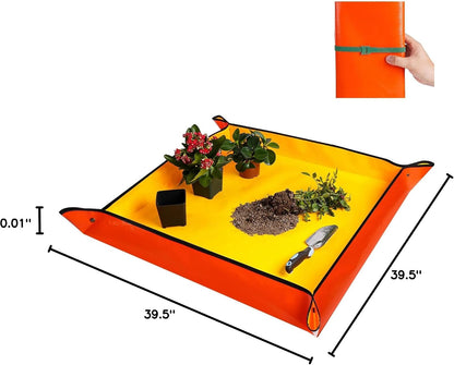 Repotting Mat for Indoor Plant Transplanting and Mess Control 27"x 27" Thickened Waterproof Potting Tray Foldable Succulent Potting Mat Portable Gardening Mat Garden Gifts for Women & Men