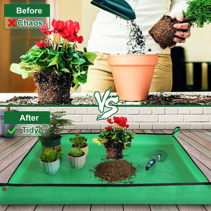 Repotting Mat for Indoor Plant Transplanting and Mess Control 27"x 27" Thickened Waterproof Potting Tray Foldable Succulent Potting Mat Portable Gardening Mat Garden Gifts for Women & Men