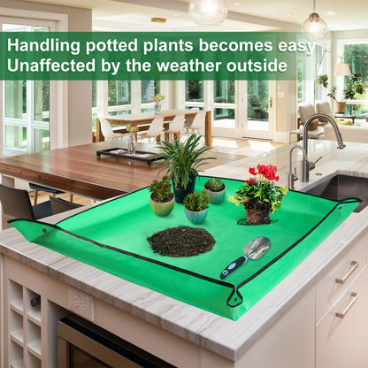 Repotting Mat for Indoor Plant Transplanting and Mess Control 27"x 27" Thickened Waterproof Potting Tray Foldable Succulent Potting Mat Portable Gardening Mat Garden Gifts for Women & Men