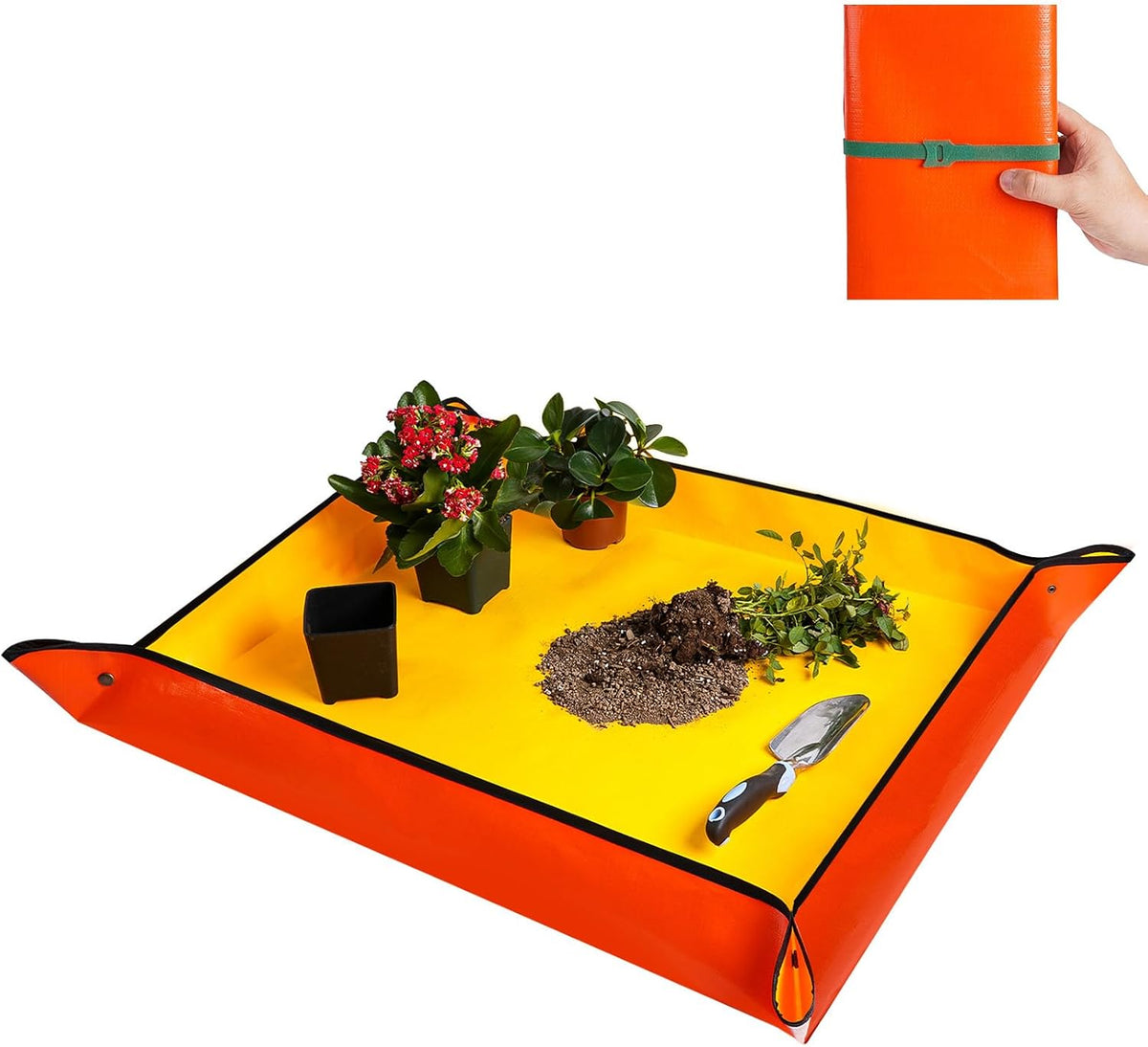 Repotting Mat for Indoor Plant Transplanting and Mess Control 27"x 27" Thickened Waterproof Potting Tray Foldable Succulent Potting Mat Portable Gardening Mat Garden Gifts for Women & Men