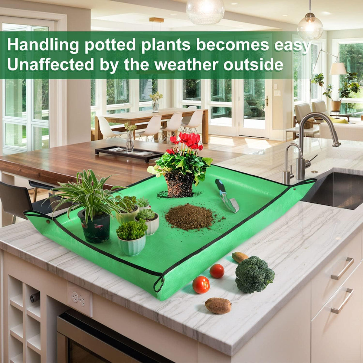 Repotting Mat for Indoor Plant Transplanting and Mess Control 27"x 27" Thickened Waterproof Potting Tray Foldable Succulent Potting Mat Portable Gardening Mat Garden Gifts for Women & Men