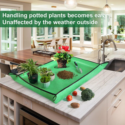 Repotting Mat for Indoor Plant Transplanting and Mess Control 27"x 27" Thickened Waterproof Potting Tray Foldable Succulent Potting Mat Portable Gardening Mat Garden Gifts for Women & Men