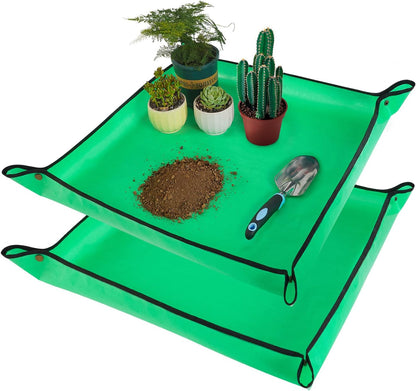 Repotting Mat for Indoor Plant Transplanting and Mess Control 27"x 27" Thickened Waterproof Potting Tray Foldable Succulent Potting Mat Portable Gardening Mat Garden Gifts for Women & Men