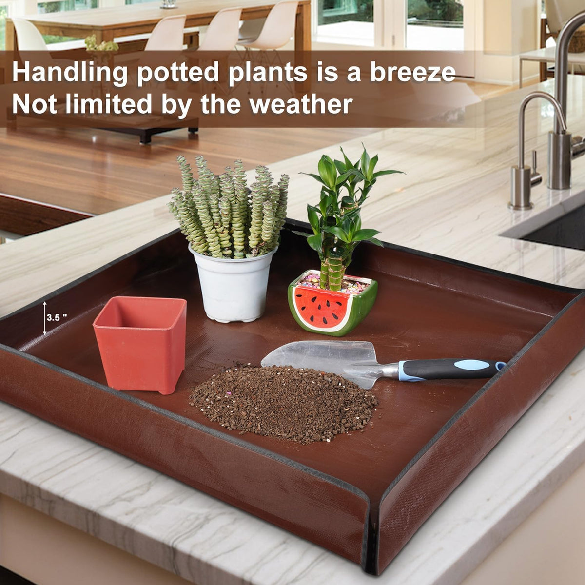 Repotting Mat for Indoor Plant Transplanting and Mess Control 27"x 27" Thickened Waterproof Potting Tray Foldable Succulent Potting Mat Portable Gardening Mat Garden Gifts for Women & Men