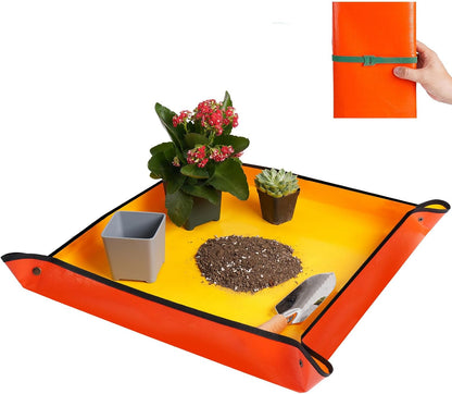 Repotting Mat for Indoor Plant Transplanting and Mess Control 27"x 27" Thickened Waterproof Potting Tray Foldable Succulent Potting Mat Portable Gardening Mat Garden Gifts for Women & Men