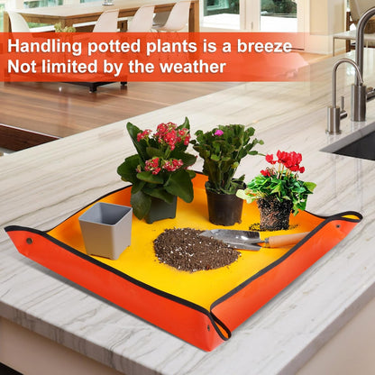 Repotting Mat for Indoor Plant Transplanting and Mess Control 27"x 27" Thickened Waterproof Potting Tray Foldable Succulent Potting Mat Portable Gardening Mat Garden Gifts for Women & Men