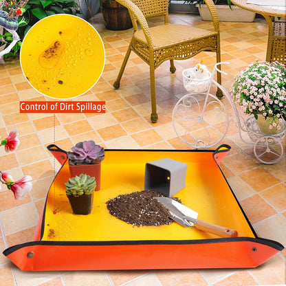 Repotting Mat for Indoor Plant Transplanting and Mess Control 27"x 27" Thickened Waterproof Potting Tray Foldable Succulent Potting Mat Portable Gardening Mat Garden Gifts for Women & Men