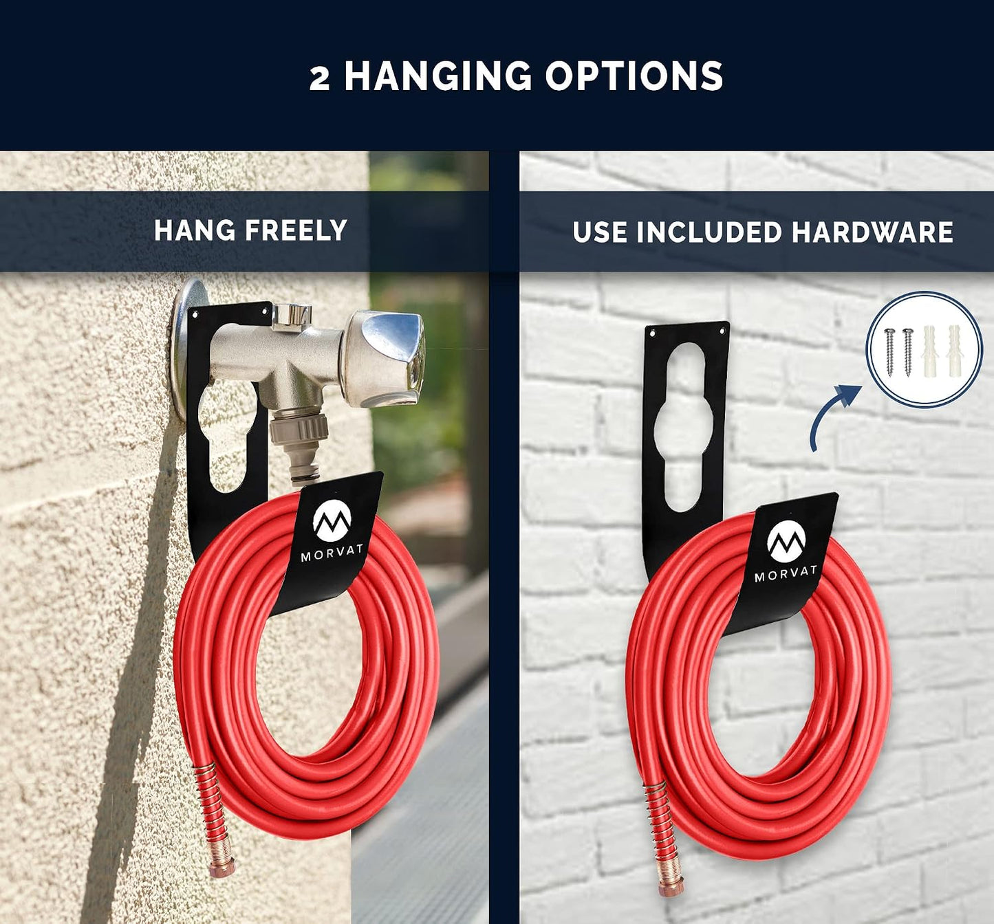 Premium 100 Ft Hose Hanger with Rust Resistant Metal, Organize Your Garden, Garage & Outdoor Storage Area, Wall Mount Holder or Hang/Hook Over Water Spigot with Included Screws