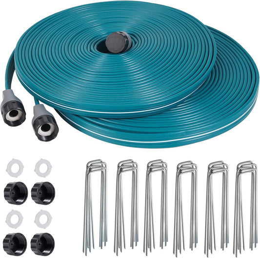 Sprinkler Soaker Hose 50 ft 2 pack for Garden Lawn Watering Hose with Hose Stakes
