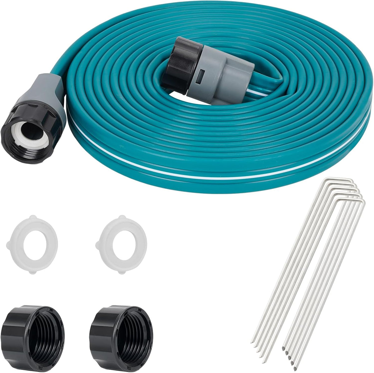 Sprinkler Soaker Hose 50 ft 2 pack for Garden Lawn Watering Hose with Hose Stakes