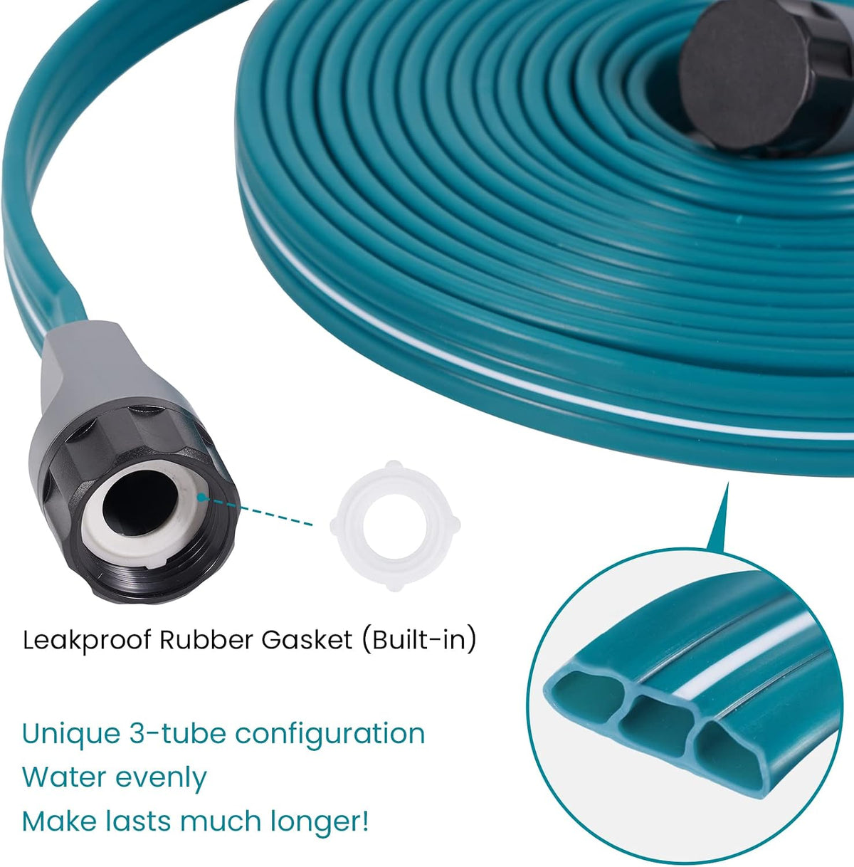 Sprinkler Soaker Hose 50 ft 2 pack for Garden Lawn Watering Hose with Hose Stakes