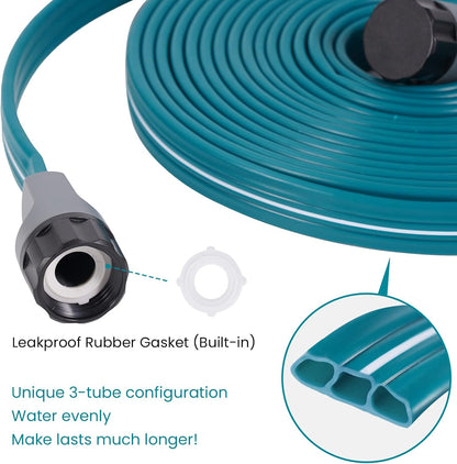 Sprinkler Soaker Hose 50 ft 2 pack for Garden Lawn Watering Hose with Hose Stakes
