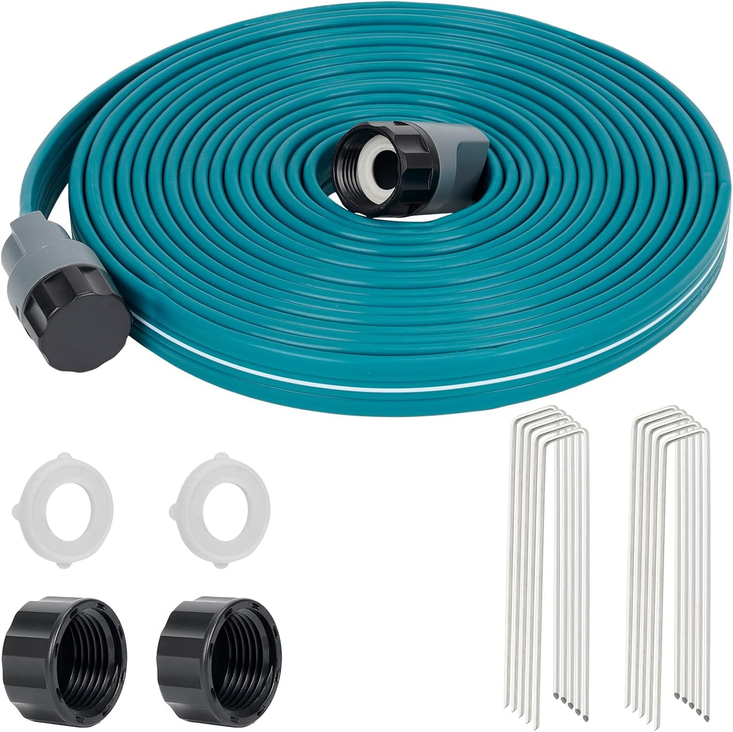 Sprinkler Soaker Hose 50 ft 2 pack for Garden Lawn Watering Hose with Hose Stakes