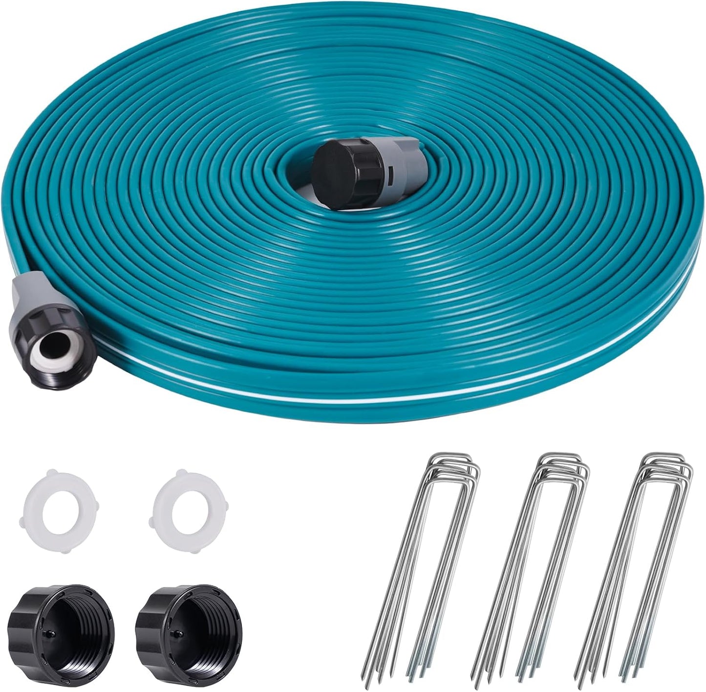 Sprinkler Soaker Hose 50 ft 2 pack for Garden Lawn Watering Hose with Hose Stakes