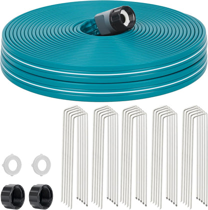 Sprinkler Soaker Hose 50 ft 2 pack for Garden Lawn Watering Hose with Hose Stakes