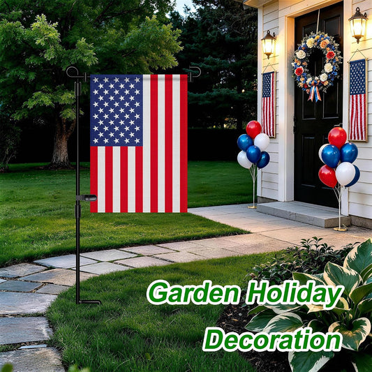 Garden Flag Stand,Premium Garden Flag Holder Pole Metal Powder-Coated Weather-Proof Paint with Graden Flag Clip and Spring Stoppers Without Flag Garden Decorations