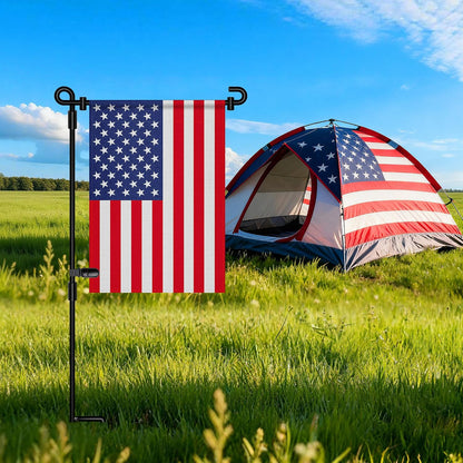 Garden Flag Stand,Premium Garden Flag Holder Pole Metal Powder-Coated Weather-Proof Paint with Graden Flag Clip and Spring Stoppers Without Flag Garden Decorations