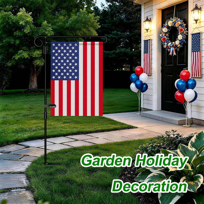 Garden Flag Stand,Premium Garden Flag Holder Pole Metal Powder-Coated Weather-Proof Paint with Graden Flag Clip and Spring Stoppers Without Flag Garden Decorations