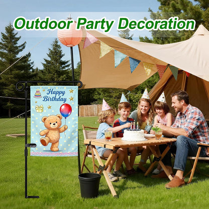 Garden Flag Stand,Premium Garden Flag Holder Pole Metal Powder-Coated Weather-Proof Paint with Graden Flag Clip and Spring Stoppers Without Flag Garden Decorations