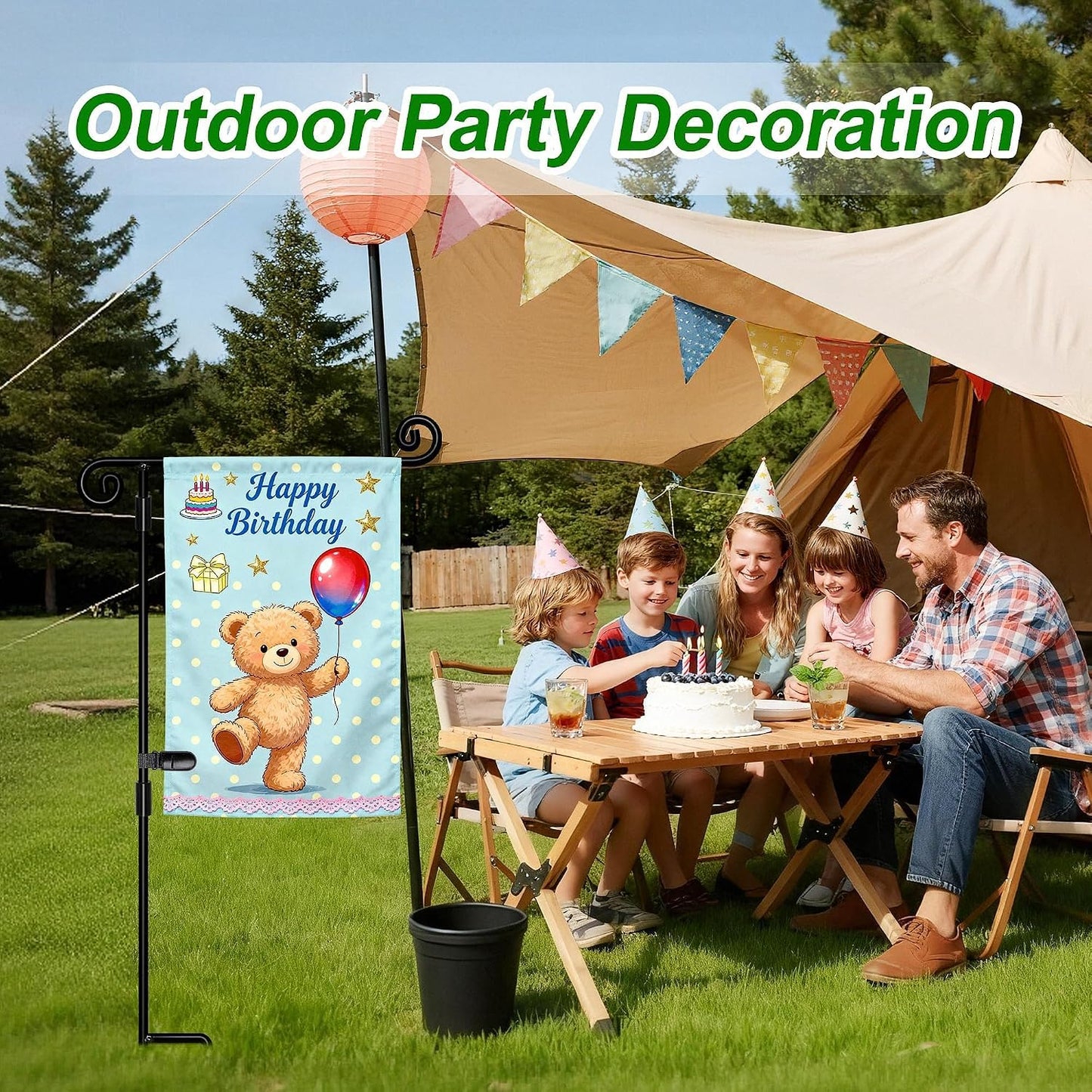 Garden Flag Stand,Premium Garden Flag Holder Pole Metal Powder-Coated Weather-Proof Paint with Graden Flag Clip and Spring Stoppers Without Flag Garden Decorations
