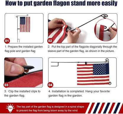Garden Flag Stand,Premium Garden Flag Holder Pole Metal Powder-Coated Weather-Proof Paint with Graden Flag Clip and Spring Stoppers Without Flag Garden Decorations