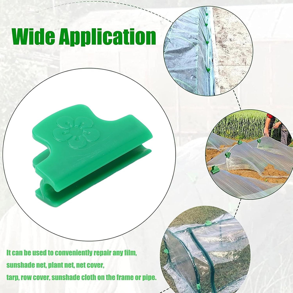 100PCS Heavy Duty Garden Clips for Netting, Greenhouse Clamps for 6mm Pipe