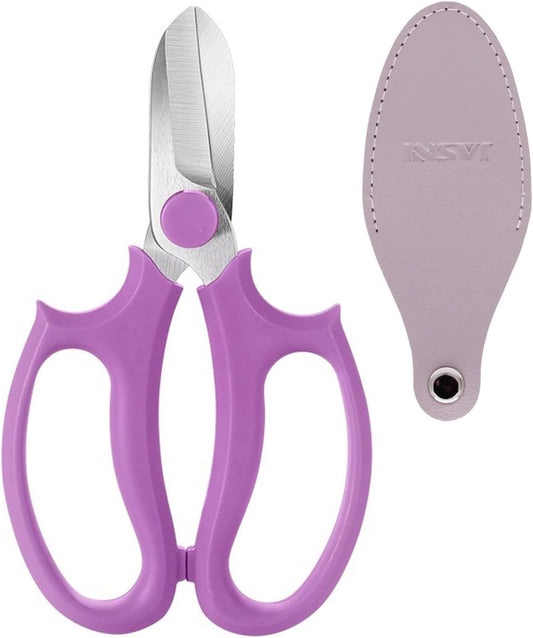 Garden Pruning Shears Scissors with Comfort Grip Handle, Premium Steel Professional Floral Scissors, Perfect for Arranging Flowers, Pruning, Trimming Plants, Gardening Tool (Purple)