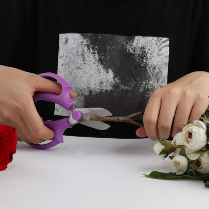 Garden Pruning Shears Scissors with Comfort Grip Handle, Premium Steel Professional Floral Scissors, Perfect for Arranging Flowers, Pruning, Trimming Plants, Gardening Tool (Purple)