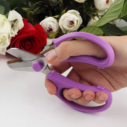 Garden Pruning Shears Scissors with Comfort Grip Handle, Premium Steel Professional Floral Scissors, Perfect for Arranging Flowers, Pruning, Trimming Plants, Gardening Tool (Purple)