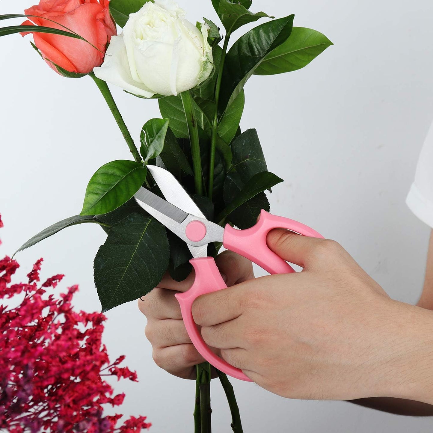 Garden Pruning Shears Scissors with Comfort Grip Handle, Premium Steel Professional Floral Scissors, Perfect for Arranging Flowers, Pruning, Trimming Plants, Gardening Tool (Purple)