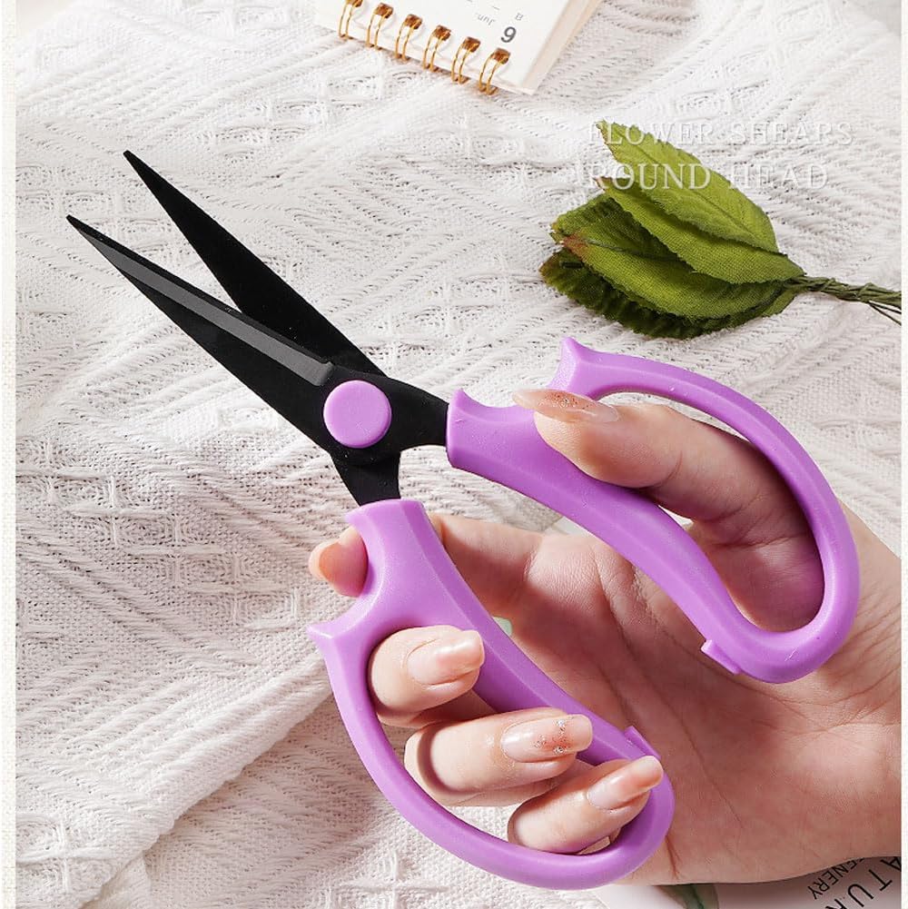 Garden Pruning Shears Scissors with Comfort Grip Handle, Premium Steel Professional Floral Scissors, Perfect for Arranging Flowers, Pruning, Trimming Plants, Gardening Tool (Purple)
