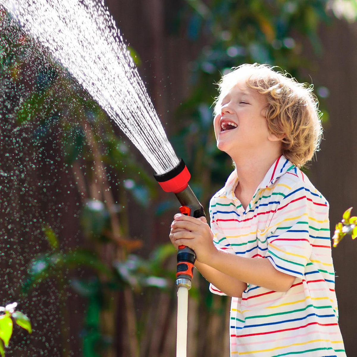 6-Pack Red Watering Nozzle Set - Stainless Steel & Plastic, Breaker Valve, 3/4 Inch Hose Fitting, Garden Watering Wand, Ideal for Flowers & Plants