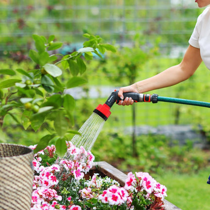 6-Pack Red Watering Nozzle Set - Stainless Steel & Plastic, Breaker Valve, 3/4 Inch Hose Fitting, Garden Watering Wand, Ideal for Flowers & Plants