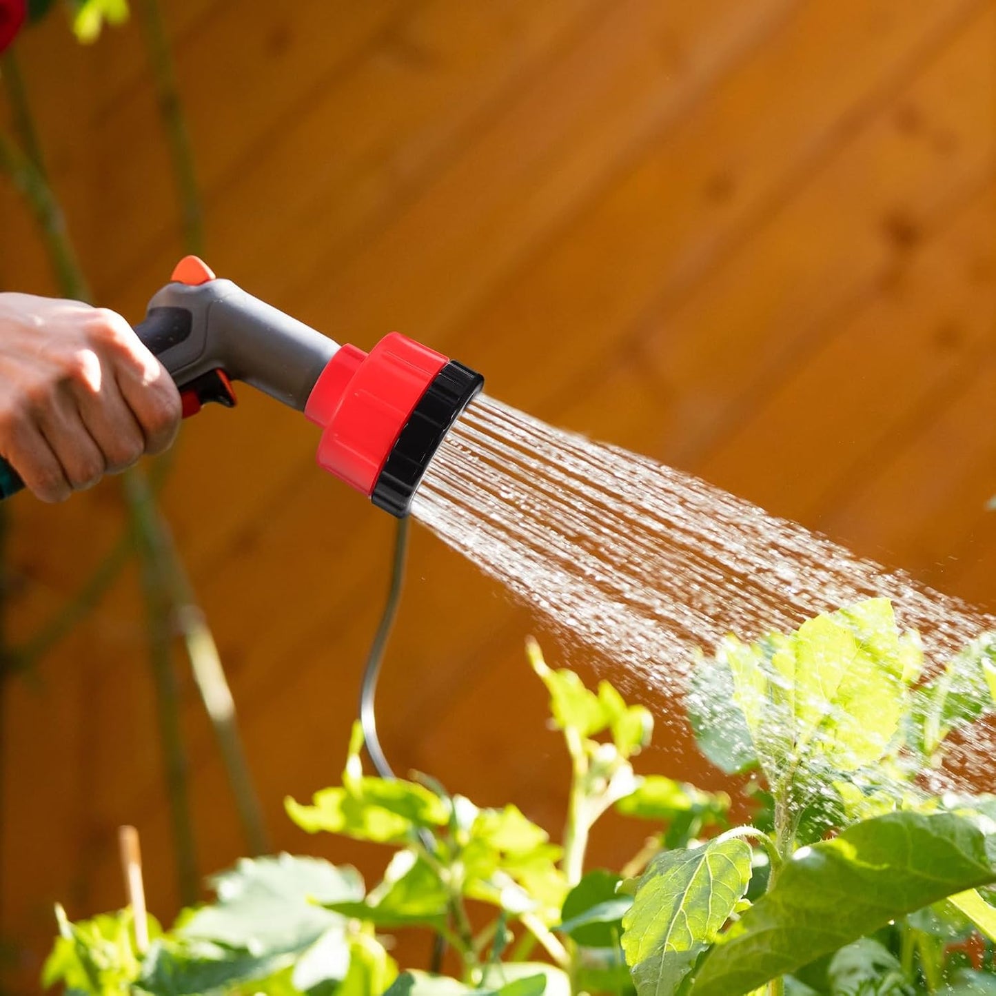 6-Pack Red Watering Nozzle Set - Stainless Steel & Plastic, Breaker Valve, 3/4 Inch Hose Fitting, Garden Watering Wand, Ideal for Flowers & Plants