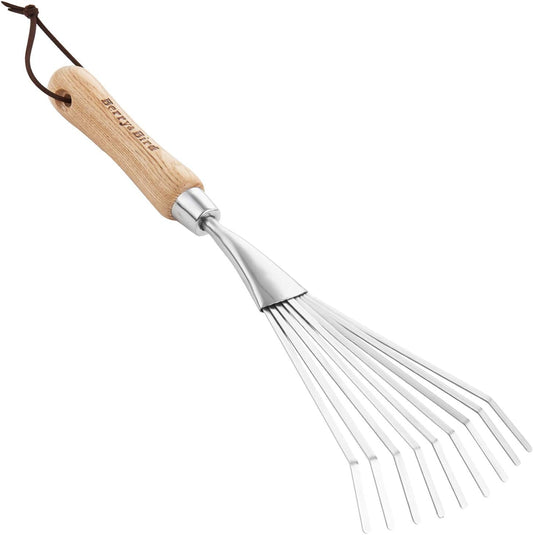 Gardening Hand Shrub Rake, 14.7" Stainless Steel Grass Rake