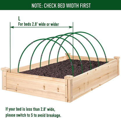 Greenhouse Hoops Kit, DIY 8ft Grow Tunnel, Fits Raised Garden Beds 2.7ft Wide & Up, 50 Pcs Rust-Proof Fiberglass Frame Support Rods for Row Cover, Shade Cloth, Frost Netting & Plant Stakes