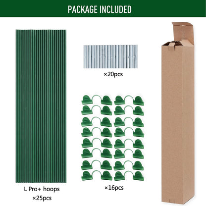 Greenhouse Hoops Kit, DIY 8ft Grow Tunnel, Fits Raised Garden Beds 2.7ft Wide & Up, 50 Pcs Rust-Proof Fiberglass Frame Support Rods for Row Cover, Shade Cloth, Frost Netting & Plant Stakes