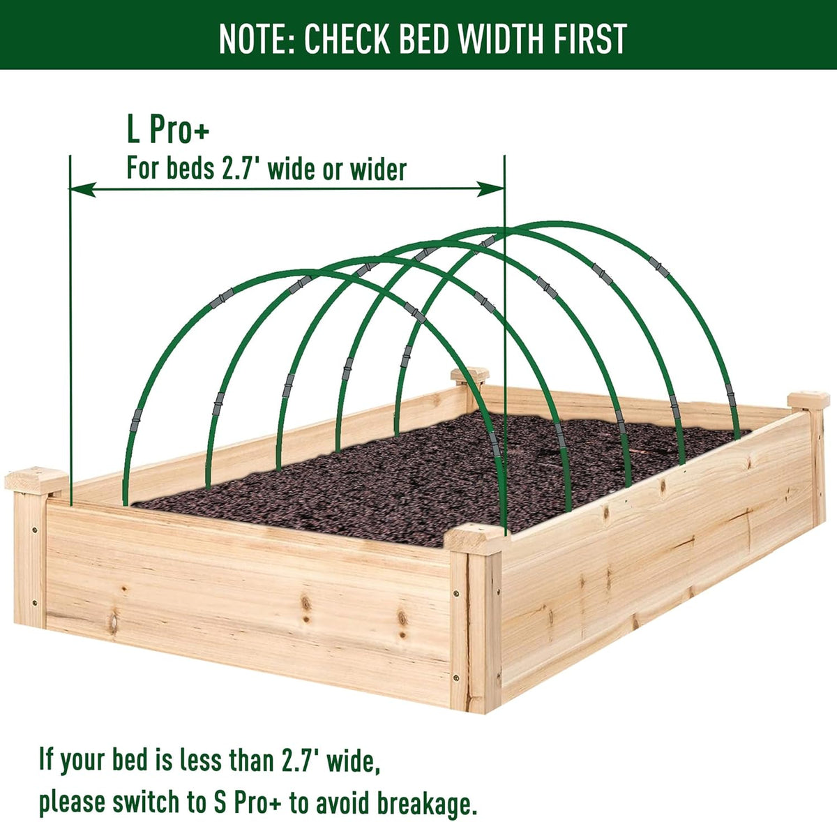 Greenhouse Hoops Kit, DIY 8ft Grow Tunnel, Fits Raised Garden Beds 2.7ft Wide & Up, 50 Pcs Rust-Proof Fiberglass Frame Support Rods for Row Cover, Shade Cloth, Frost Netting & Plant Stakes