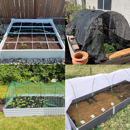 Greenhouse Hoops Kit, DIY 8ft Grow Tunnel, Fits Raised Garden Beds 2.7ft Wide & Up, 50 Pcs Rust-Proof Fiberglass Frame Support Rods for Row Cover, Shade Cloth, Frost Netting & Plant Stakes