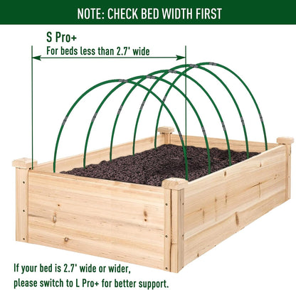 Greenhouse Hoops Kit, DIY 8ft Grow Tunnel, Fits Raised Garden Beds 2.7ft Wide & Up, 50 Pcs Rust-Proof Fiberglass Frame Support Rods for Row Cover, Shade Cloth, Frost Netting & Plant Stakes